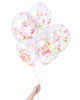 Bunch of clear balloons filled with rectangle neon confetti